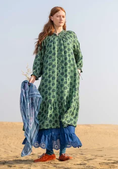 Vävd klänning "Gjusta" i ekologisk bomull - almgrön