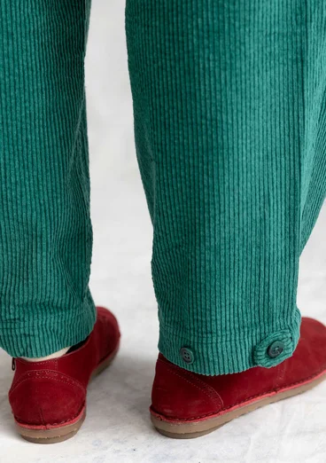 Manchesterbyxa "Rime" i ekologisk bomull - ljus buteljgrön