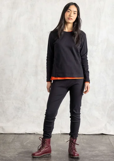 Trikåleggings i ekologisk bomullsrib - svart