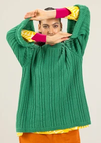 Enfärgad tröja "Midori" i ekologisk bomull - mörk smaragd