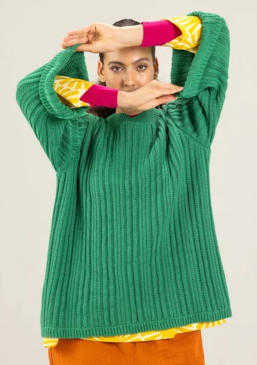 Enfärgad tröja "Midori" i ekologisk bomull - mörk smaragd