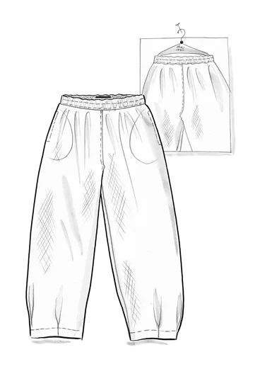 Vävd byxa ”Vendela” i ekologisk bomull - cyklamen