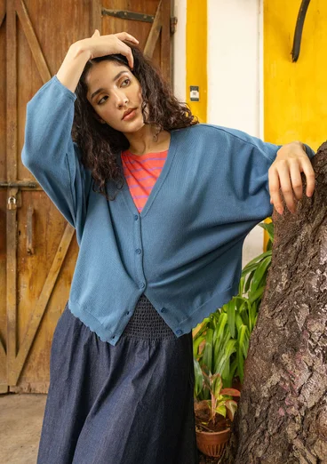 Kofta "Pauline" i ekologisk/återvunnen bomull - indigo
