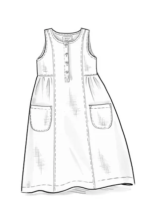 Vävd ärmlös klänning i lin - blå lotus