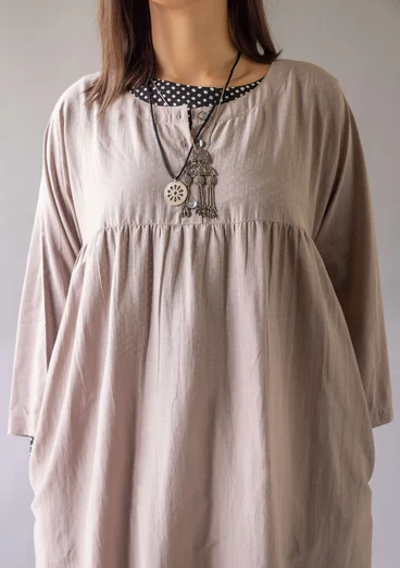 Vävd klänning "Marie" i ekologisk bomull/siden - duvgrå