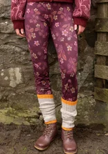 Blommiga leggings "Idun" i lyocell/elastan - aubergine