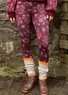 Blommiga leggings "Idun" i lyocell/elastan (aubergine L)