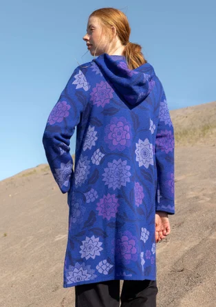 Långkofta "Pink Moon" i ull/ekologisk bomull - lupin