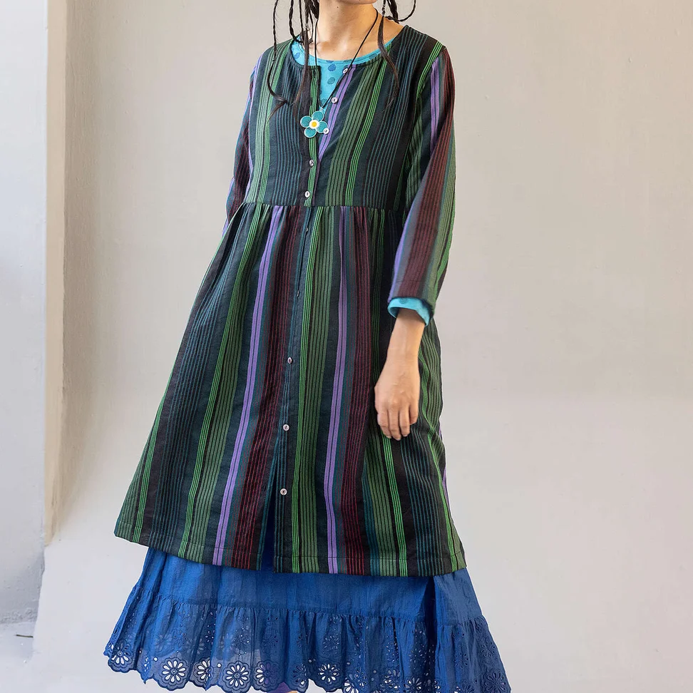 Vävd klänning "Ketchi" i ull/bomull - svart