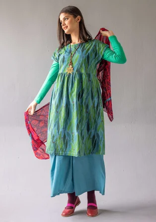 Trikåklänning "Cherie" i ekologisk bomull - indigofera