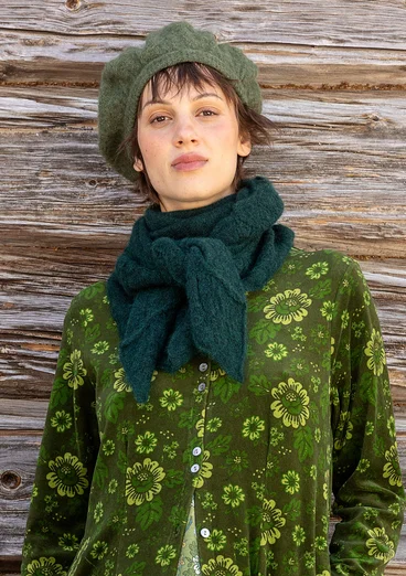 Stickad sjal "Forgetmenot" i alpackamix - mörk jaspis/melange