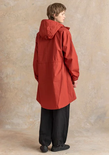 Vävd parkas ”Vendela” i ekologisk bomull - krappröd