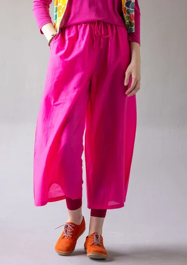 Vävd byxa "Paris" i ekologisk bomull/siden - mörk pion