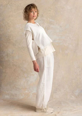 Vävd byxa i lin - halvblekt