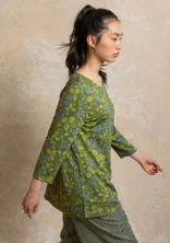 Trikåtop ”Ophelia” i ekologisk bomull/modal - rosmarin/mönstrad