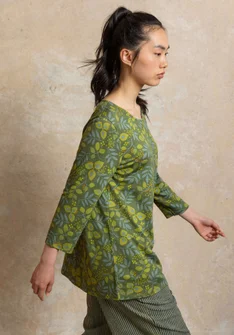 Trikåtop ”Ophelia” i ekologisk bomull/modal - rosmarin/mönstrad