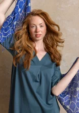 Trikåklänning ” Ophelia” i ekologisk bomull/modal - indigogrön