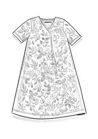 Trikåklänning ” Ophelia” i ekologisk bomull/modal - rosmarin/mönstrad