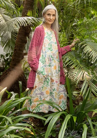 Långkofta "Harriet" i återvunnen ullmix - rabarber/melange