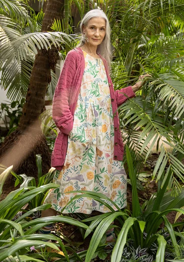 Långkofta "Harriet" i återvunnen ullmix - rabarber/melange