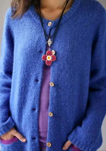 Långkofta "Tulipe" i alpackamix - safirblå