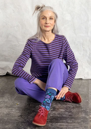 Basrandstop i ekologisk bomull - ametist/mullbär