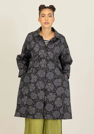 Blommig kappa "Cress" i ekologisk bomull - svart