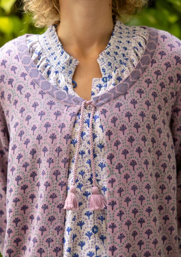 Stickad kofta "Haldi" i ekologisk bomull - syren