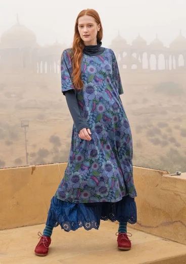 Trikåklänning "Hana" i ekologisk bomull/modal - ljus indigo