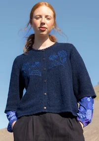 Kofta "Shadow" i lammullsmix - midnattsblå