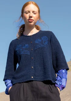 Kofta "Shadow" i lammullsmix - midnattsblå