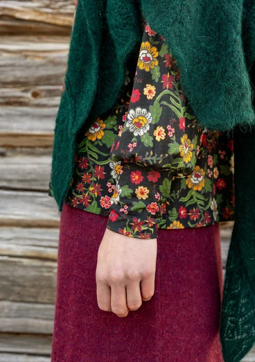 Stickad sjal "Forgetmenot" i alpackamix - mörk jaspis/melange