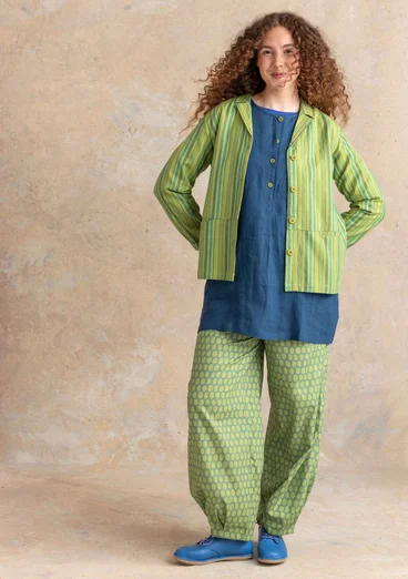 Vävd jacka ”Esme” i bomull/lin - kiwi/randig