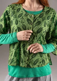 Vävd blus "Kelly" i ekologisk bomull - cikada/mönstrad