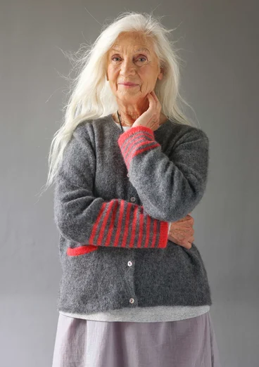 Kofta "Stripe" i alpackamix - grafit