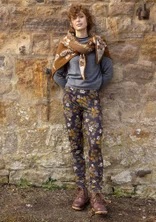 Blommiga leggings "Idun" i lyocell/elastan - svart umbra