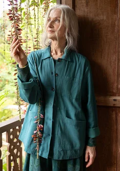 Vävd jacka "Agatha" i ekologisk bomull - mörk petrol