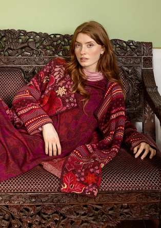 Omlottkofta "Augusta" i ullmix - aubergine