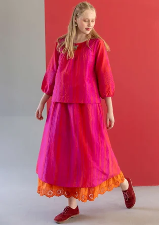 Vävd kjol "Melody" i ekologisk bomull/siden - rosa begonia