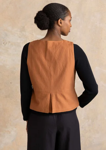 Vävd väst ”Esme” i bomull/lin - ekollon