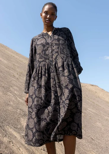 Vävd klänning "Moonlight" i viskos/lin - svart