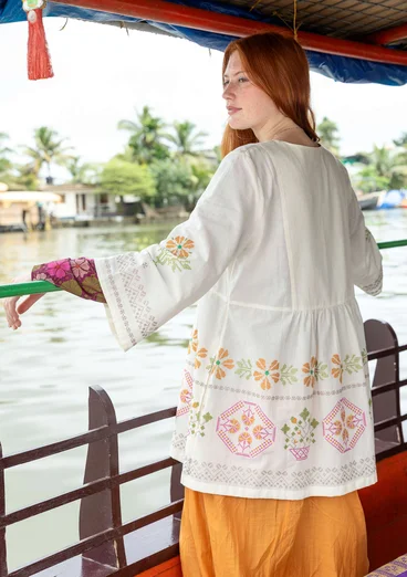 Blommig tunika "Girlang" i ekologisk bomull - fjäder