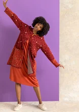 Långkofta ”Theia” i ekologisk/återvunnen bomull - krappröd