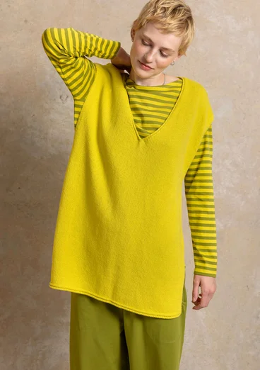 Basrandstop i ekologisk bomull - grönpeppar/dijon