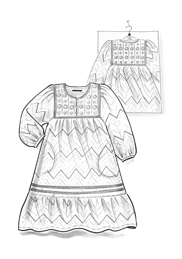 Mönstrad vävd klänning "Saloni" i viskos - rosa begonia