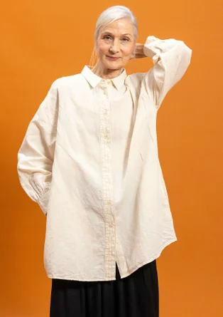 Vävd skjorta "Camille" i ekologisk bomull/lin - fjäder