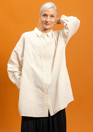 Vävd skjorta "Camille" i ekologisk bomull/lin - fjäder