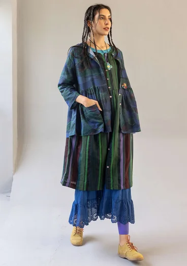 Blus "Alaska" i ekologisk bomull/lin - mörk indigo