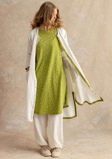 Trikåklänning ”Theia” i ekologisk bomull/elastan - kiwi/mönstrad