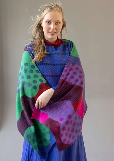 Vävd sjal "Kaan" i ull - aubergine